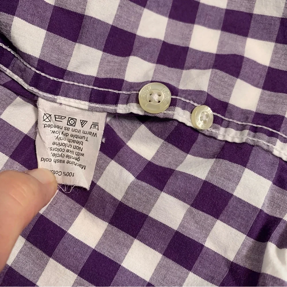 J. Crew Men’s Purple Checked Button Down Shirt Long Sleeves Size Large